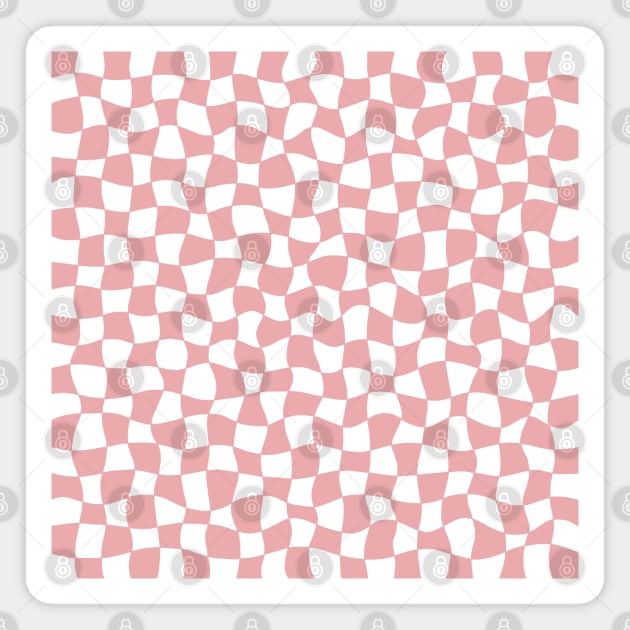 Warped Checkerboard, Pink and White Magnet by Niemand